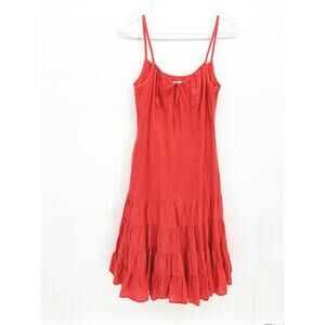 Ann Taylor Loft Orange Coral Tiered Cotton Cami A-Line Midi Dress Size 4